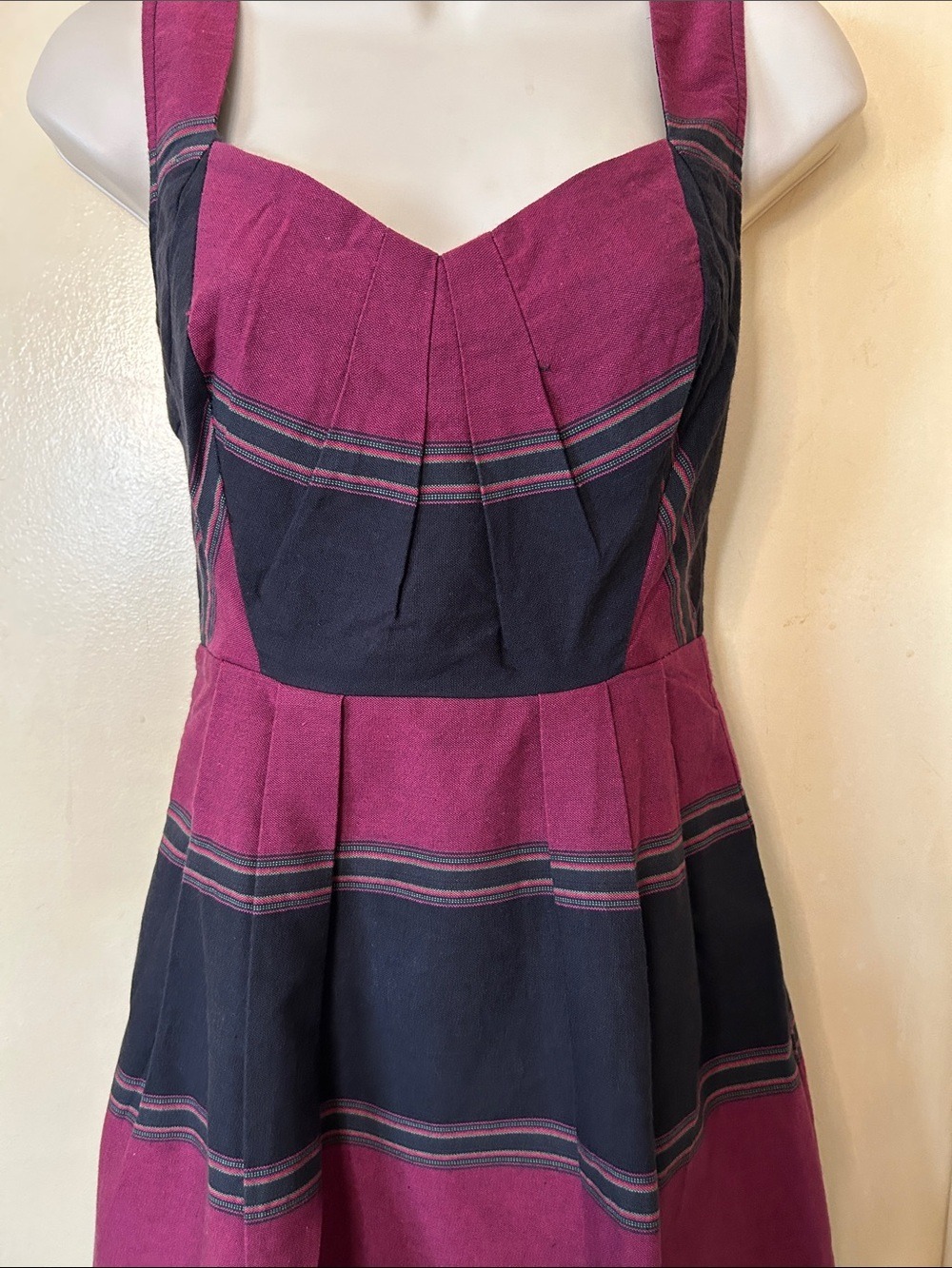 Staring at Stars Burgundy and Black Striped Fit & Flare Mini Dress size XS NWT - Picture 4 of 11
